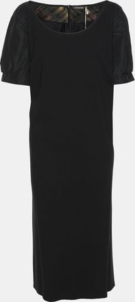 Marina Rinaldi Black Jersey And Nylon Short Sleeve Midi Dress