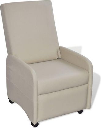 vidaXL Sill&oacute;n Plegable De Cuero Sint&eacute;tico Color Crema Vidaxl
