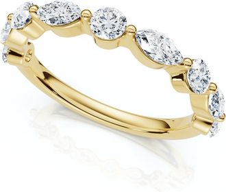 Pompeii3 3/4Ct Marquise & Round Diamond Stacking Band 14k Gold or Platinum Lab Grown