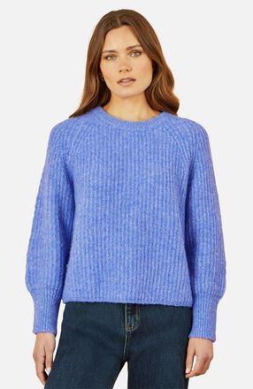 Yumi Long Sleeve Crew Neck Relaxed Fit Jumper in Blue at Nordstrom, Size Medium