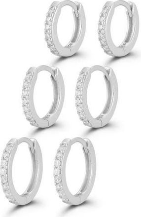 Glaze Jewelry Set of 3 Cubic Zirconia Huggie Hoop Earrings in Silver at Nordstrom Rack