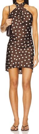 Show me your Mumu Jasmine Tie Mini Dress In Chocolate Brown Polka Dot