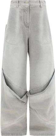 The Attico Cargo Pocket Katoenen Jeans - Dames - Loose Fit Jeans - Grijs - W28 - Katoen - Jeans