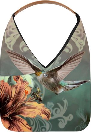 Generic Hummingbirds Butterfly Flowers Reusable Lightweight Grocery Bags - Foldable Into Compact Pouch, Washable & Sturdy, Multipurpose for Shopping and Trave