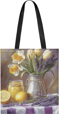 Generic Lemon Flower Tote Bag for Women Men Shoulder Bags Purses Pouch Handbags