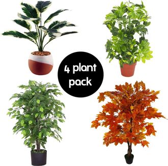 Leaf Pack of 4 Artificial Plants and Trees