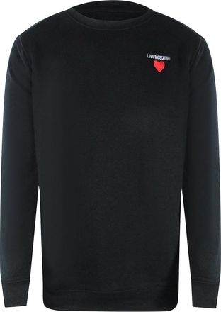 Moschino Mens Love Heart Logo Black Sweater Cotton - Size X-Large