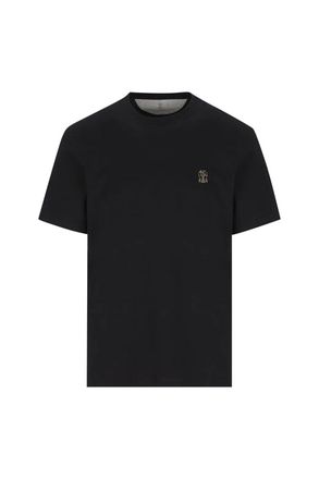 Brunello Cucinelli BRANDED COTTON T SHIRT Size: XXL, colour: BLACK