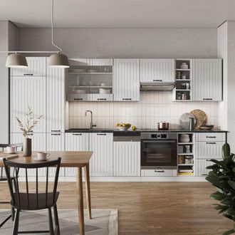 Vicco Mueble De Cocina Fame-line, Casa De Campo Blanca/blanca, 355 Cm, Et Antracita