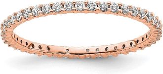 Diamond2Deal 14k Rose Gold Polished Shared Prong 1/2 Ct Diamond Eternity Band Ring