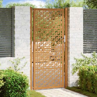 vidaXL Puerta De Jard&iacute;n Dise&ntilde;o En Cruz De Acero Desgastado 105x205 Cm Vidaxl