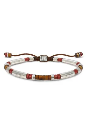 Jonas Studio Mens Judson Sterling Silver & Bead Bracelet in Sterling Silver/brown at Nordstrom