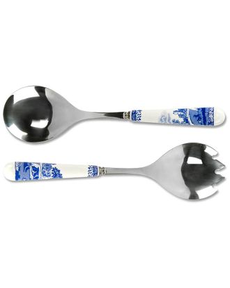 Spode Blue Italian 2Pc Salad Servers