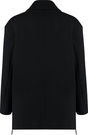 Giorgio Armani Mens Coat Double-Breasted Wool-Blend Black Polyamide