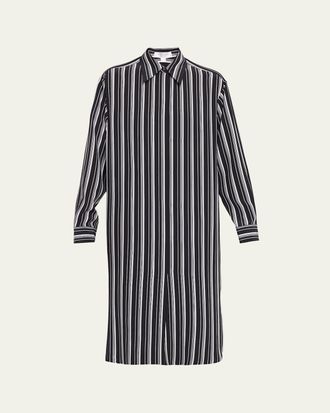 Michael Kors Striped Silk Long-Sleeve Midi Shirtdress
