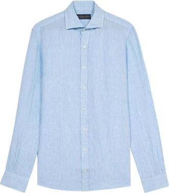 Brooks Brothers Lichtblauwe Linnen Casual Overhemd - Heren - Casual Overhemden - Blauw - L - Linnen - Overhemden