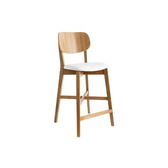 Miliboo Taburete De Bar Roble Y Asiento Blanco A65 Cm Lucia