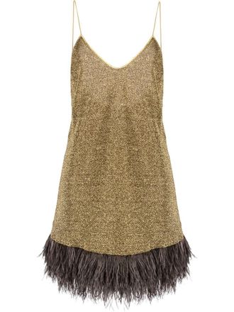 Os&eacute;ree Lumi&egrave;re Plumage slip mini dress - Gold