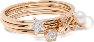 agn&egrave;s b. pearl charm ring set - women - silver/Metal - 2 - Gold