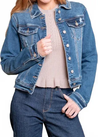 Judy Blue Modern Mama Cropped Jacket In Blue