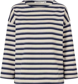 Masai Overhemden, Dames, Beige, XL, Katoen, Gestreepte Navy Blazer Top