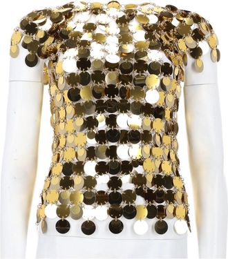 Paco Rabanne The Gold Sparkle Disc Off-Shoulder Top