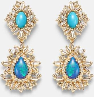 Suzanne Kalan 18kt gold (750/1000) earrings with gemstones