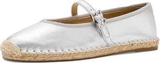Michael Kors Lynn Ballet Espadrille Womens Shoes Silver 1 : 8.5 M, Leather/Mesh/Polyester
