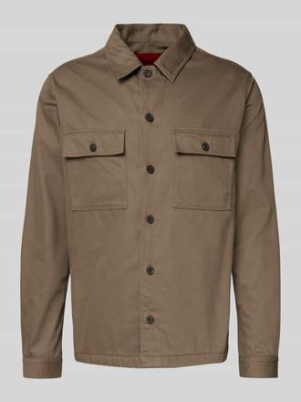 HUGO BOSS Oversized Hemd aus reiner Baumwolle Modell EPOLDO in Mittelgrau, Größe XL