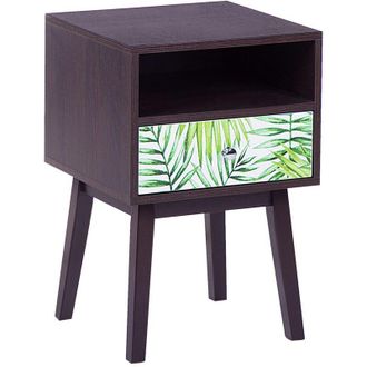 Beliani Beliani - Bedside Night Table 1 Drawer Living Room Table Compact Wood Floral Motif Arvada