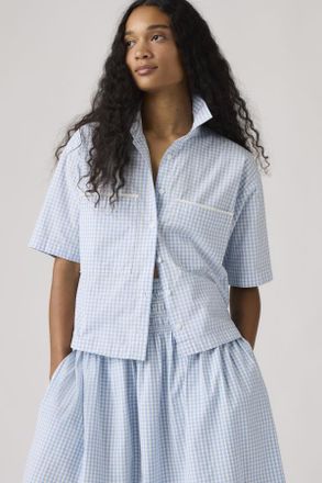 Levi's Camicia accorciata Novelty Harlie a manica corta - Donna - XS - Blu / Shelly Check Glacier Lake