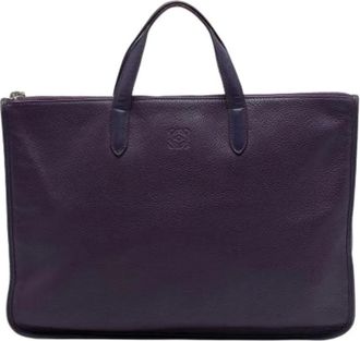 Loewe Pre-owned Business Tote Bag - Dames - Pre-owned - Paars - Maat: ONE Size Leer