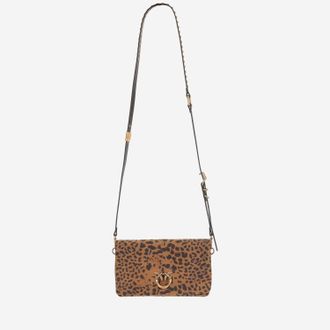 Pinko Rectangular Suede Shoulder Bag with Distinctive Animal Print