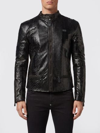 Philipp Plein Giacca biker in pelle di serpente