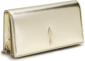 Christian Louboutin Womens Bettina Clutch Laminated Leather Platine-Gold Lamb Ovis Aries Clutches Platine/gold