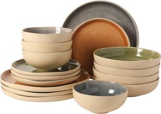 Gibson Home Manila Bay 16-Piece Reactive Glaze Stoneware Dinnerware Set in Multicolors at Nordstrom