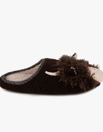 Totes Mens Totes Toasties NOVELTY APPLIQUE MULE Slippers Mens Brown - Size: 9.5/9/10