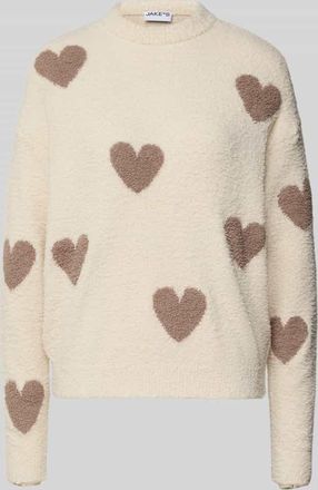 Jake*s Casual Strickpullover im Allover-Look in Ecru, Größe XXL