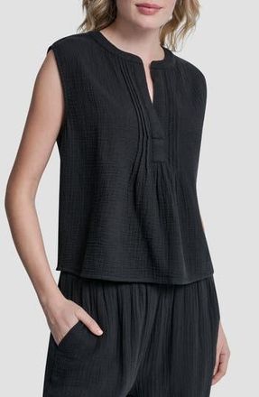 DKNY Double Crepe Gauze Sleeveless Top in Black at Nordstrom Rack, Size X-Large