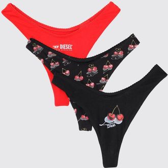 Diesel Set 3 slip in cotone stampato con logo Cherry