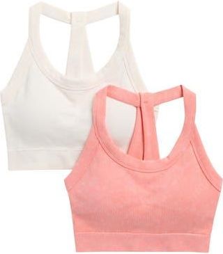 90 Degree by Reflex 2-Pack Stonewashed Seamless Sports Bras in Shell Pink/Sugar Swizzle at Nordstrom Rack, Size X-Large
