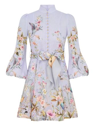Zimmermann Rebellion button floral minidress - Purple