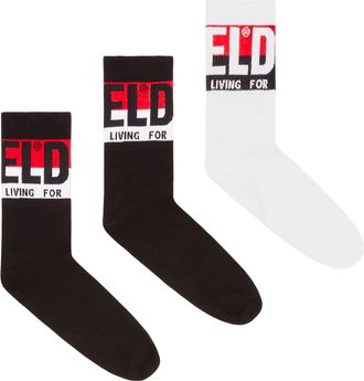Diesel Three-pack of socks with logo cuffs - Socks - Man - Multicolor