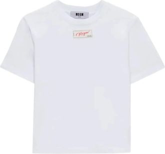 Msgm T-shirt met logo - Dames - T-shirts - Wit - L - Katoen - Tops
