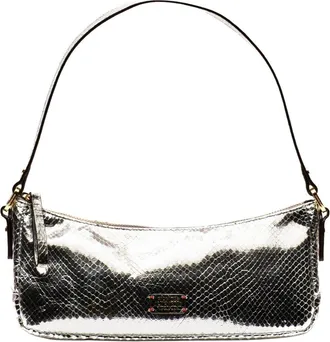 Frances Valentine Mia Metallic Snake-Embossed Leather Shoulder Bag