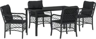 vidaXL Vidaxl - Garden Dining Set with Cushion 5 pcs Black Poly rattan