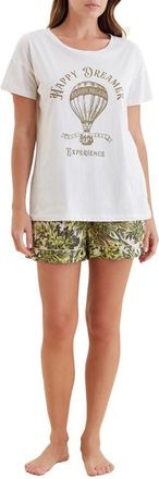 Papinelle Sleepwear x Karen Walker Happy Dreamer Short Pajamas in Citronelle at Nordstrom, Size Medium