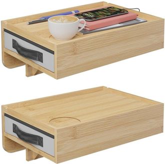 Relaxdays Relaxdays clip-on bedside table, 2-piece set, bamboo, HxWxD: 14 x 37 x 26.5 cm, drawer, bedside shelf, natural