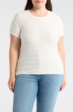 Liverpool L.A. Wavy Jacquard Stripe T-Shirt in Bone/Matcha Green Stripe at Nordstrom, Size 3 X