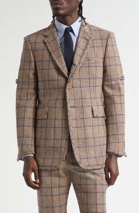 Thom Browne Shrunken Fit Hunting Tweed Armband Sport Coat in Dark Brown at Nordstrom, Size 3